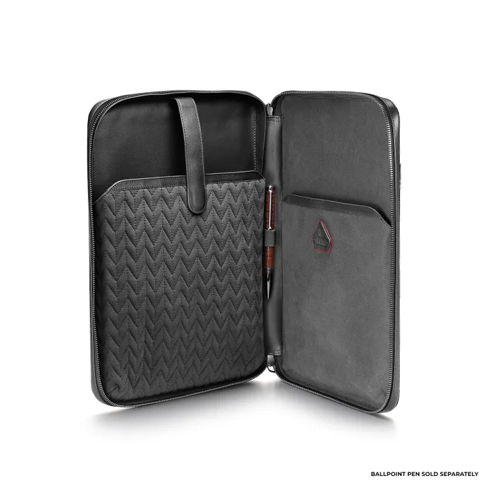 Lapis Bard Mandeville Noir 13-inch Croc-Textured Laptop Sleeve-Black