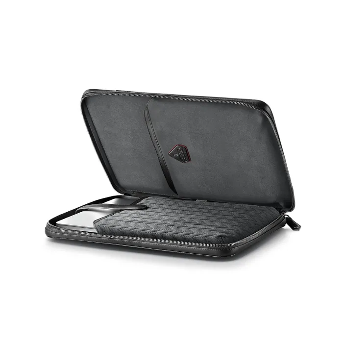 Lapis Bard Mandeville Noir 13-inch Croc-Textured Laptop Sleeve-Black