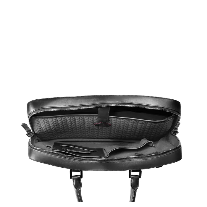 Lapis Bard Mandeville Noir 14-inch Croc-Textured Single Compartment Laptop Bag-Black