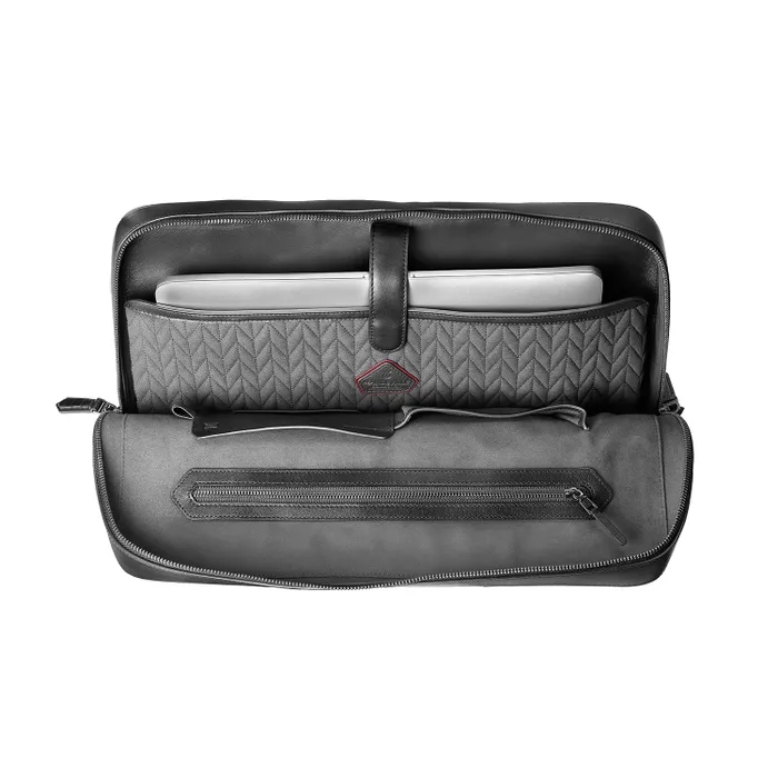 Lapis Bard Mandeville Noir 14-inch Croc-Textured Single Compartment Laptop Bag-Black