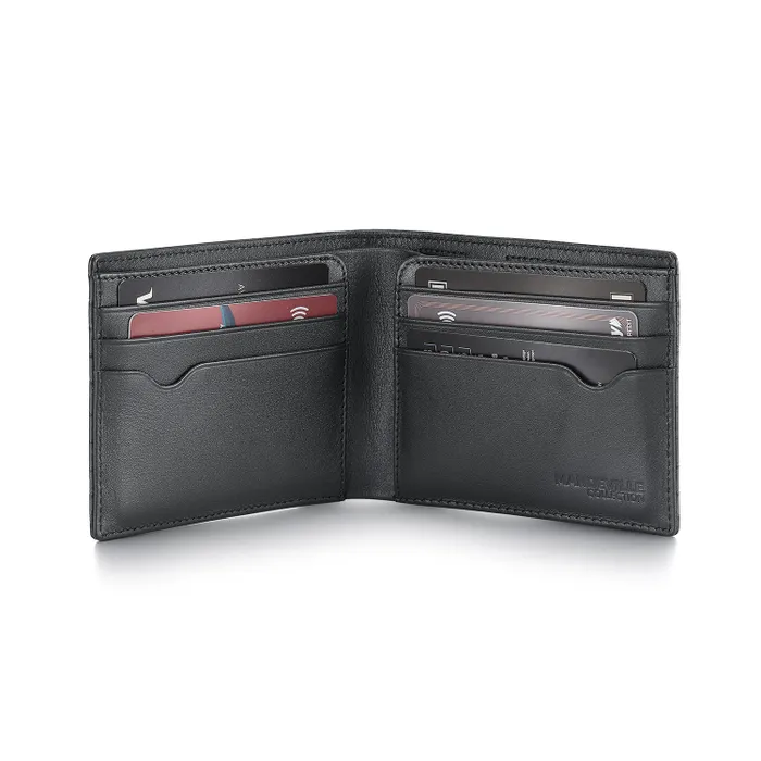 Lapis Bard Mandeville Noir Croc-Textured Wallet with Extra Credit Card Holder-Black