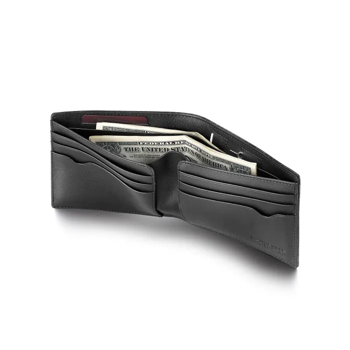 Lapis Bard Mandeville Noir Croc-Textured Wallet with Extra Credit Card Holder-Black
