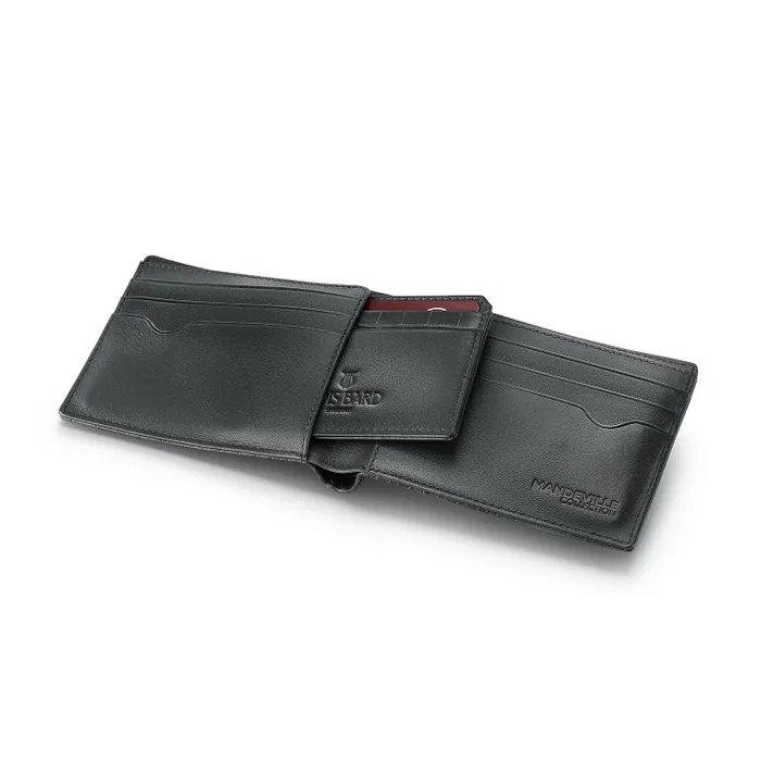 Lapis Bard Mandeville Noir Croc-Textured Wallet with Extra Credit Card Holder-Black