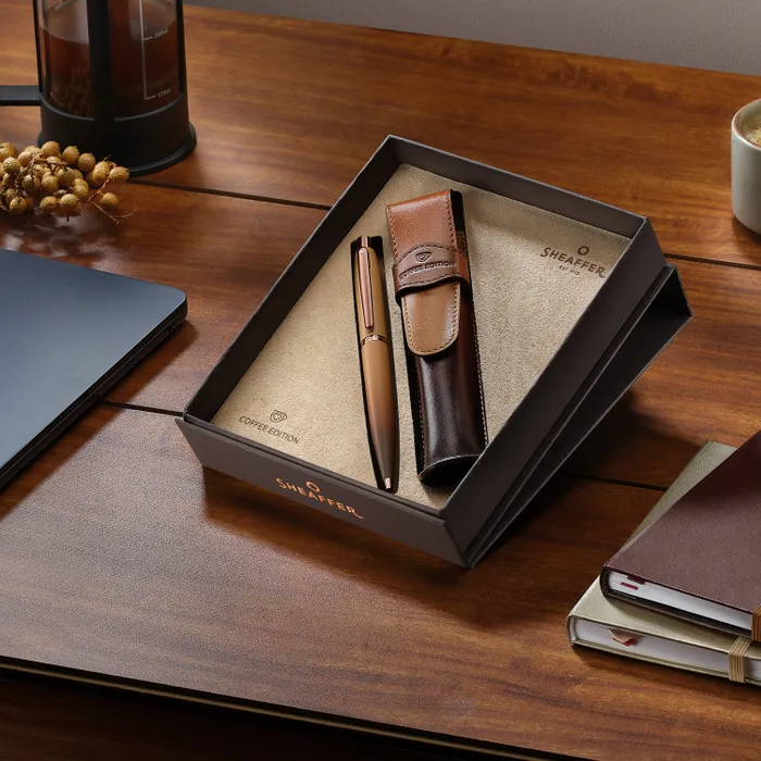 Sheaffer VFM G9428Â Coffee Edition Ballpoint Pen with Leather Single Pen Pouch Gift Set