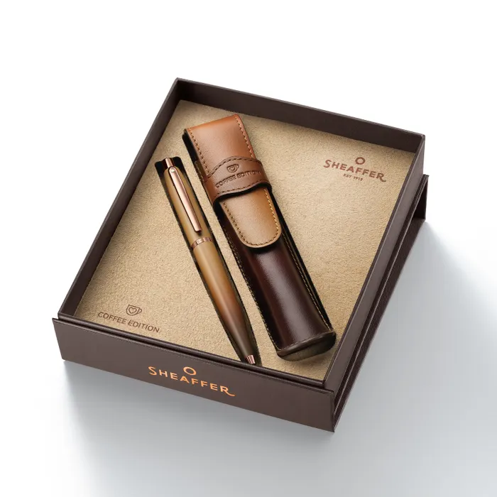 Sheaffer VFM G9428Â Coffee Edition Ballpoint Pen with Leather Single Pen Pouch Gift Set