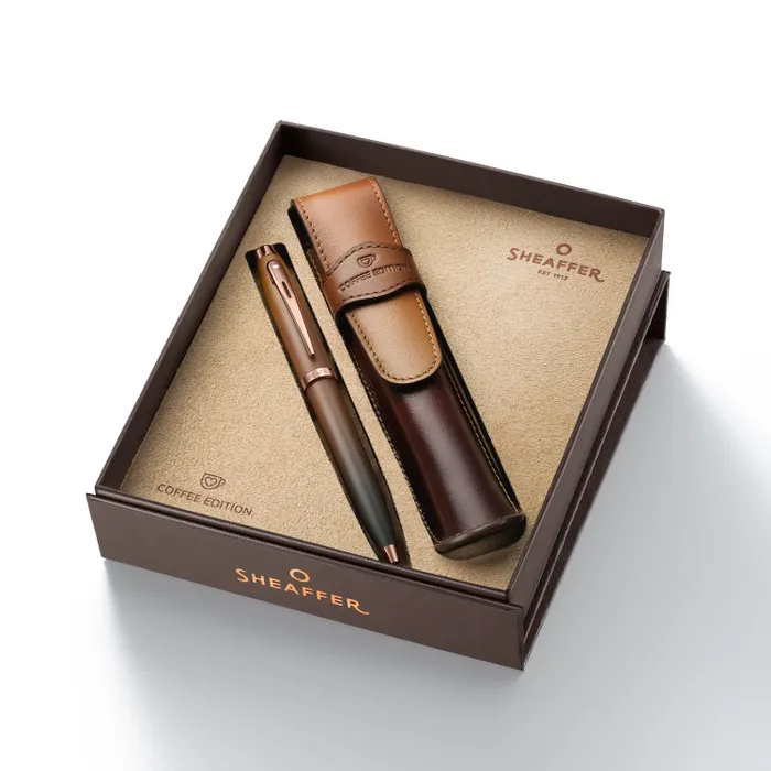 Sheaffer 100 G9374Â Coffee Edition Ballpoint Pen with Leather Single Pen Pouch Gift Set