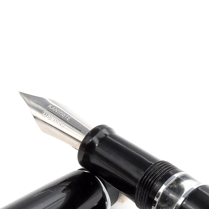 Kanwrite Heritage Solid Black Fountain Pen With Chrome Trims - Broad