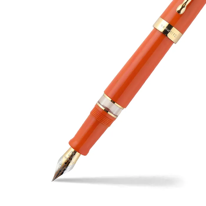 Kanwrite Heritage Solid Orange Fountain Pen With Gold Trims - Fine