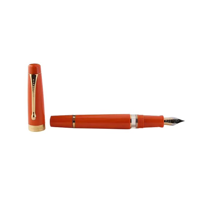 Kanwrite Heritage Solid Orange Fountain Pen With Gold Trims - Fine