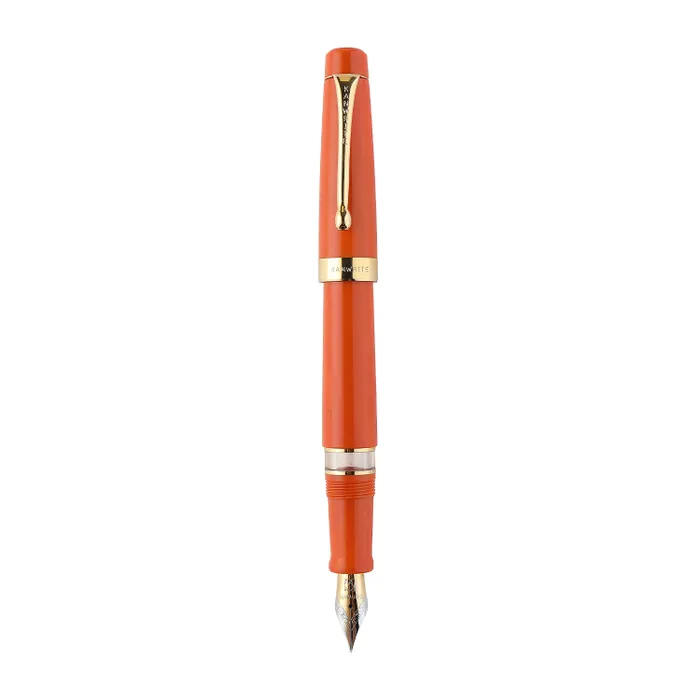 Kanwrite Heritage Solid Orange Fountain Pen With Gold Trims - Fine