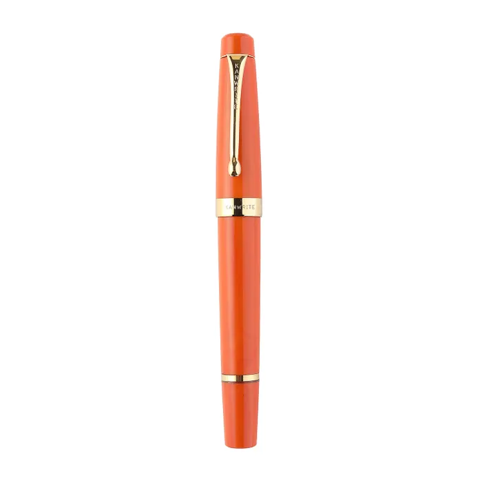 Kanwrite Heritage Solid Orange Fountain Pen With Gold Trims - Fine
