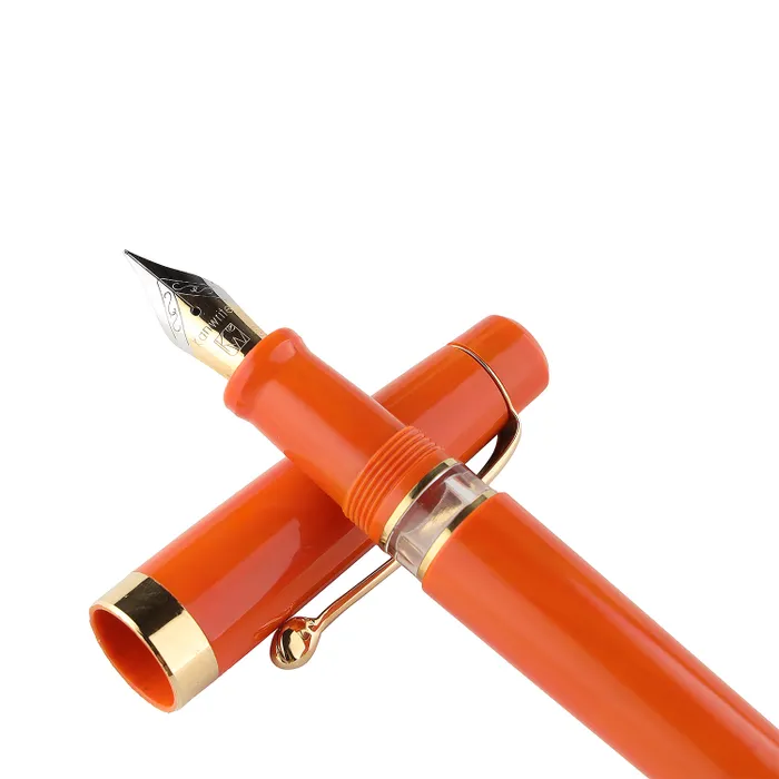 Kanwrite Heritage Solid Orange Fountain Pen With Gold Trims - Fine