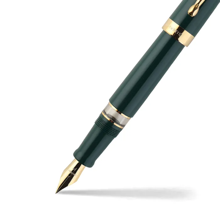 Kanwrite Heritage Solid Green Fountain Pen With Gold Trims - Medium