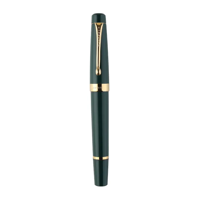 Kanwrite Heritage Solid Green Fountain Pen With Gold Trims - Medium
