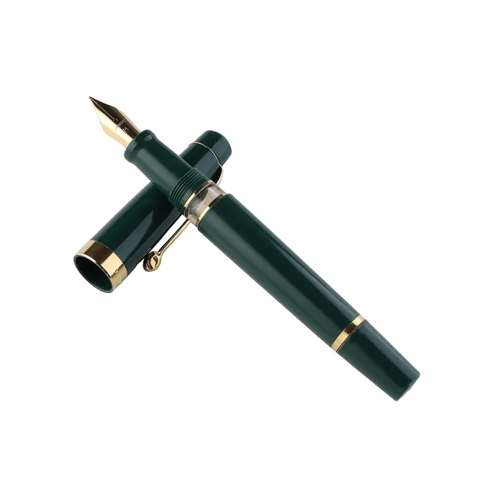 Kanwrite Heritage Solid Green Fountain Pen With Gold Trims - Medium
