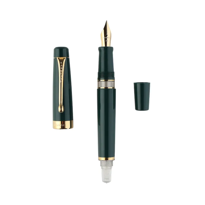 Kanwrite Heritage Solid Green Fountain Pen With Gold Trims - Medium