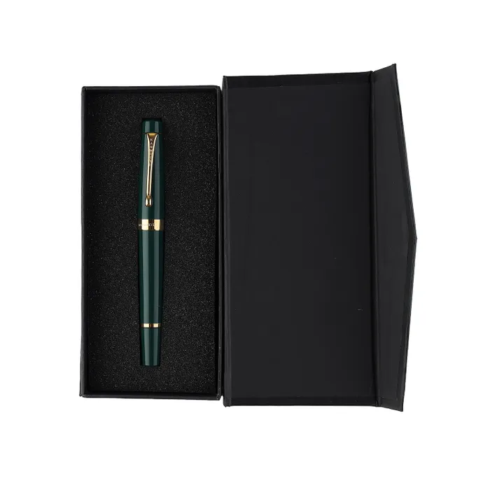 Kanwrite Heritage Solid Green Fountain Pen With Gold Trims - Medium