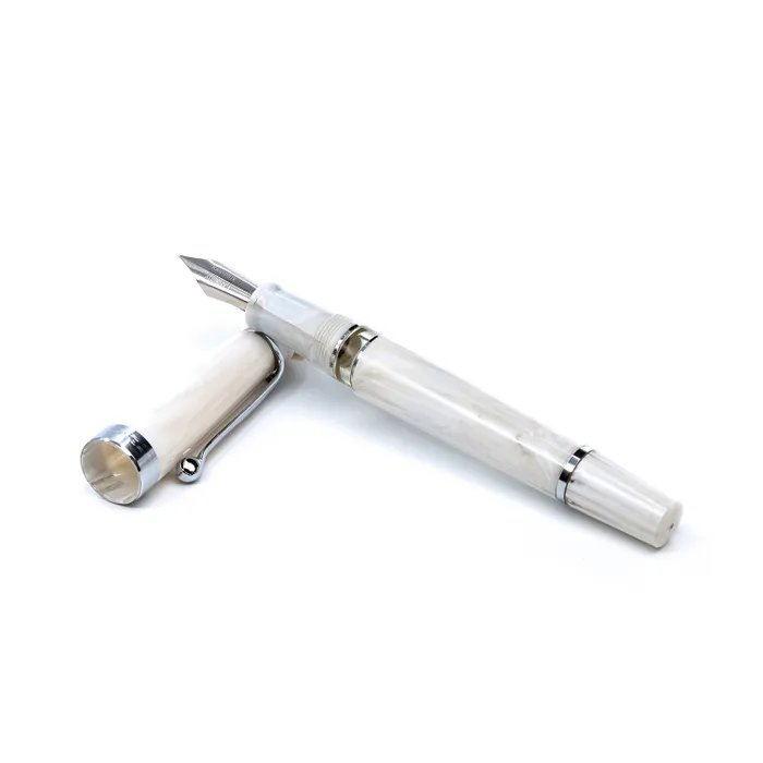 Kanwrite Heritage Marble White Fountain Pen With Chrome Trims - Fine