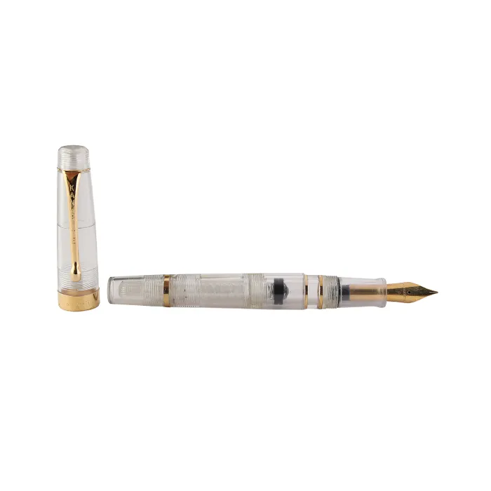 Kanwrite Heritage Marble White Fountain Pen With Gold Trims - Broad