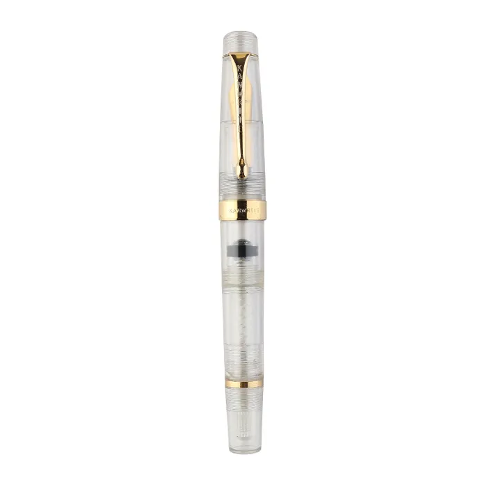 Kanwrite Heritage Marble White Fountain Pen With Gold Trims - Broad