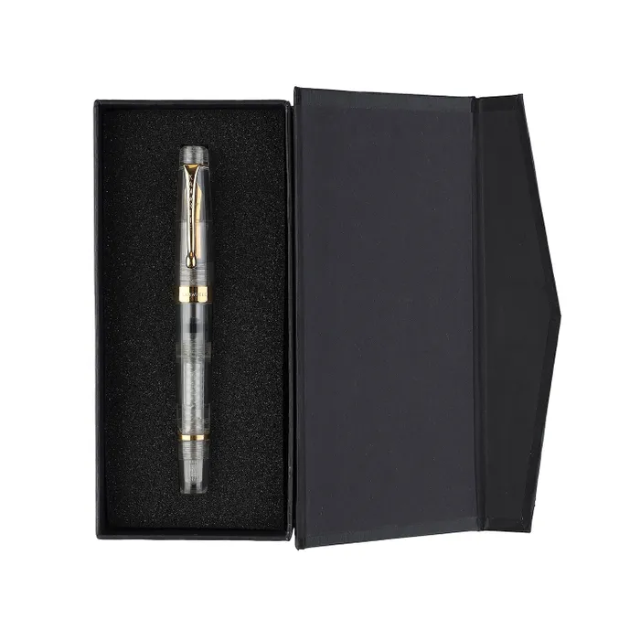 Kanwrite Heritage Marble White Fountain Pen With Gold Trims - Broad
