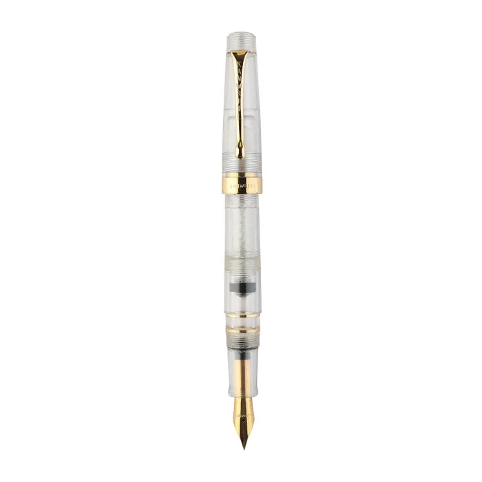 Kanwrite Heritage Crystal Clear Demonstrator Fountain Pen With Gold Trims - Fine