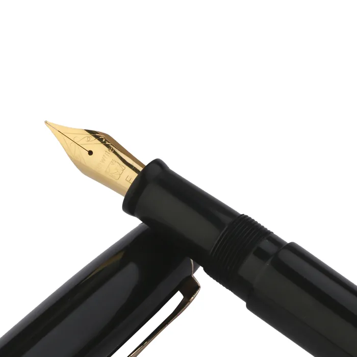 Kanwrite Legacy Solid Black Fountain Pen With Gold Trims - Medium