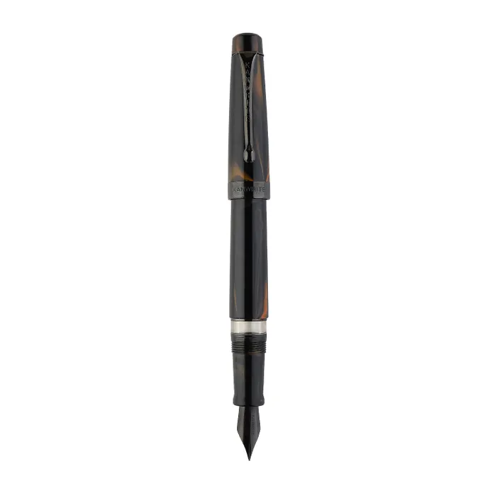 Kanwrite Heritage Ebony Black Orange Swirl Fountain Pen With Black Trims - Fine