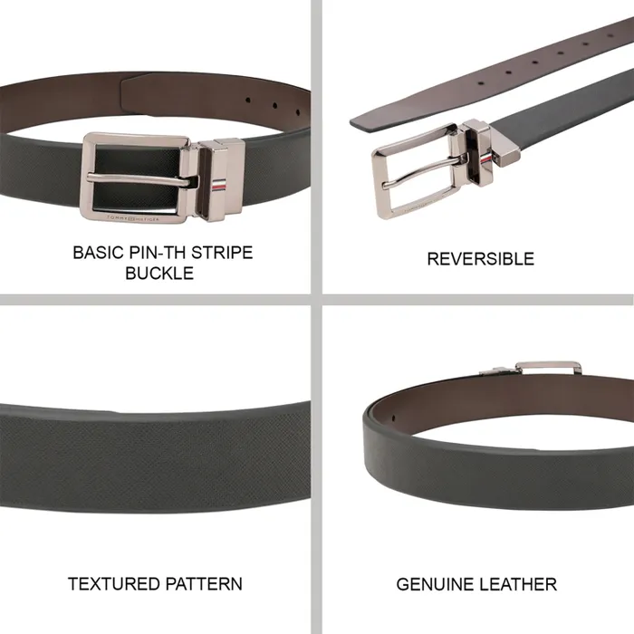 Tommy Hilfiger Black & Brown Brooklet Reversible Belt - Medium
