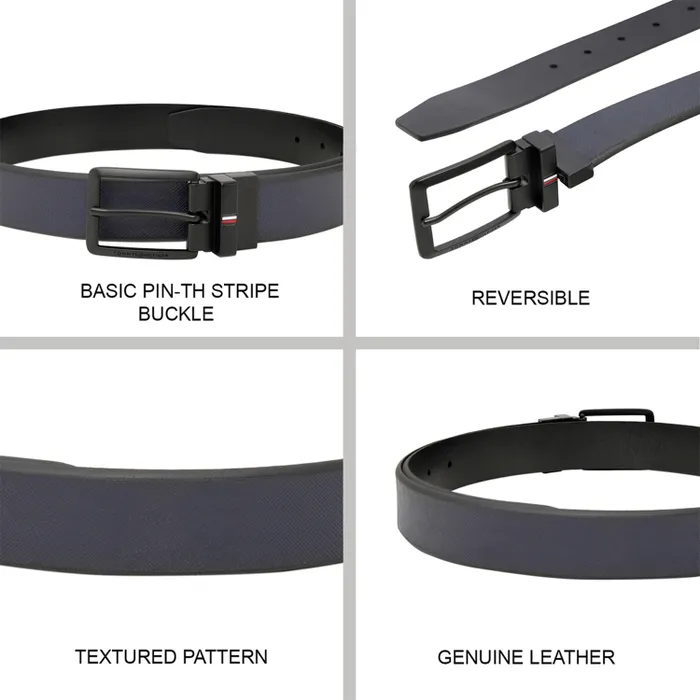 Tommy Hilfiger Navy & Black Brooklet Reversible Belt - Large