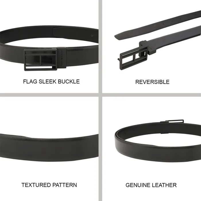 Tommy Hilfiger Black & Black Clapham Reversible Belt - Large