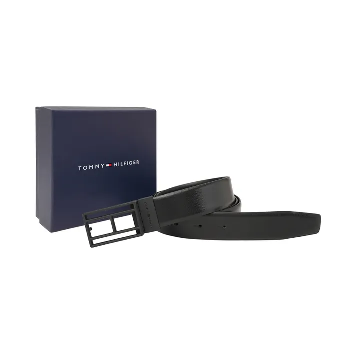Tommy Hilfiger Black & Black Clapham Reversible Belt - Medium