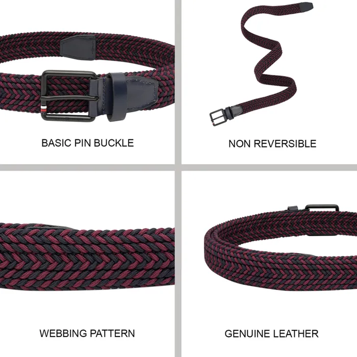 Tommy Hilfiger Red & Navy Kells Non Reversible Belt - Large