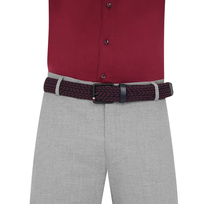 Tommy Hilfiger Red & Navy Kells Non Reversible Belt - Medium