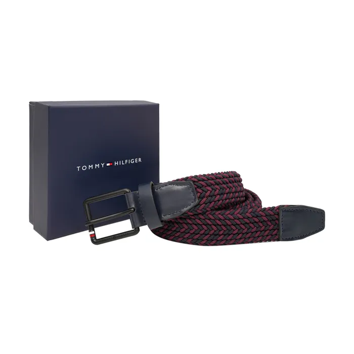 Tommy Hilfiger Red & Navy Kells Non Reversible Belt - Small