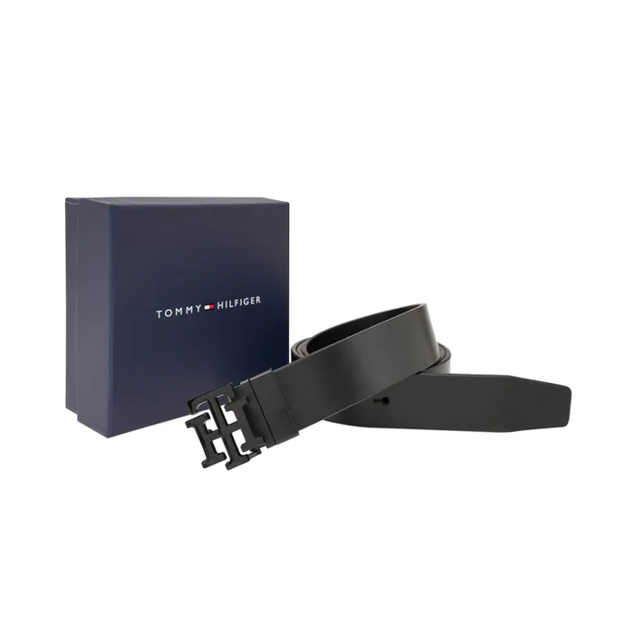 Tommy Hilfiger Black & Black Marfa Reversible Belt - Large