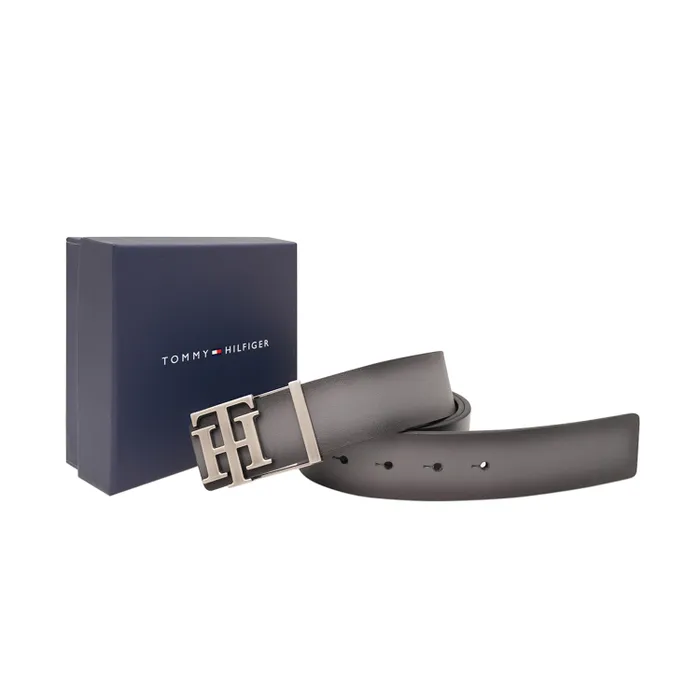 Tommy Hilfiger Dark Grey & Black Offay Reversible Belt - Small