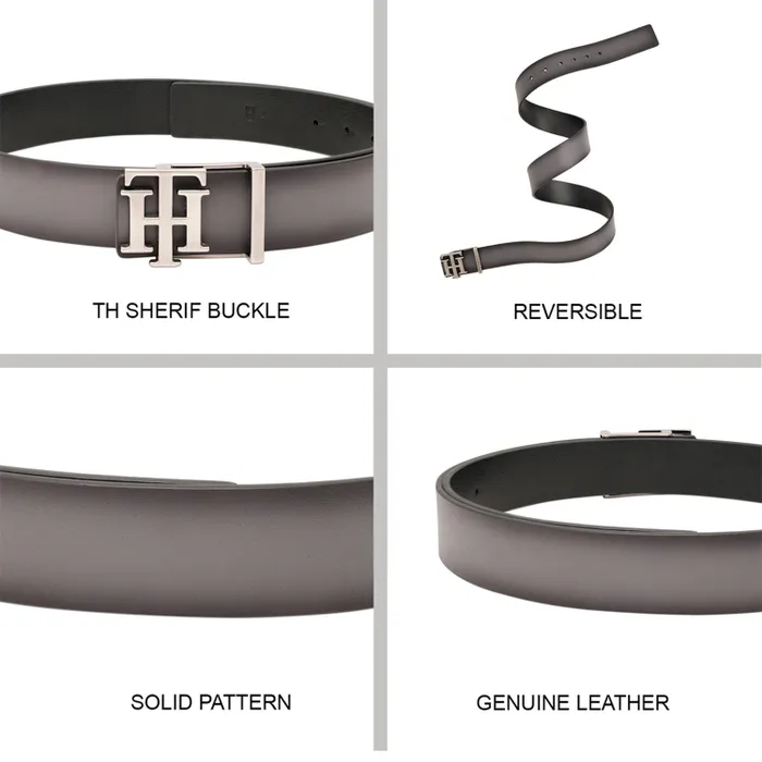Tommy Hilfiger Dark Grey & Black Offay Reversible Belt - Extra Large