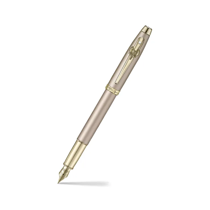 Sheaffer Gift Set 100 Emily in Paris E9377 Champagne Gold Fountain Pen with 2 Ink Vials-Medium