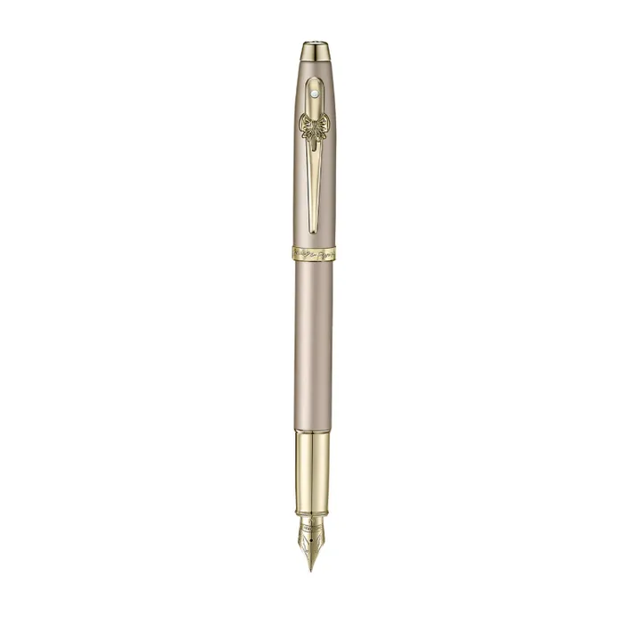 Sheaffer Gift Set 100 Emily in Paris E9377 Champagne Gold Fountain Pen with 2 Ink Vials-Medium