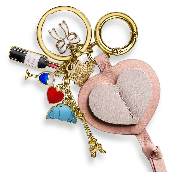 Sheaffer Gift Set Emily in Paris Prelude Mini E9810 Pastel Pink Ballpoint Pen with Leather Bag Charm Keychain