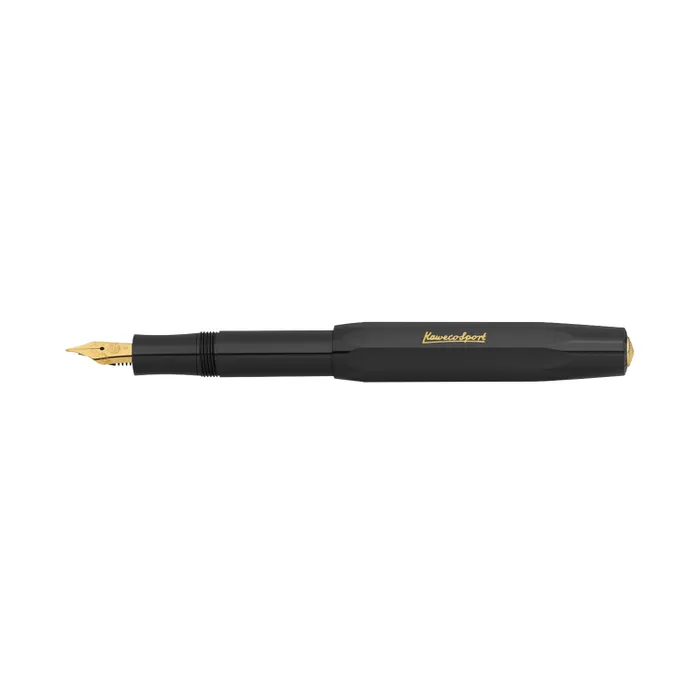 Kaweco Classic Sport Black With Clip And 23K Gold-Plated Steel Nib And Iridium Tip Fountain Pen-Medium