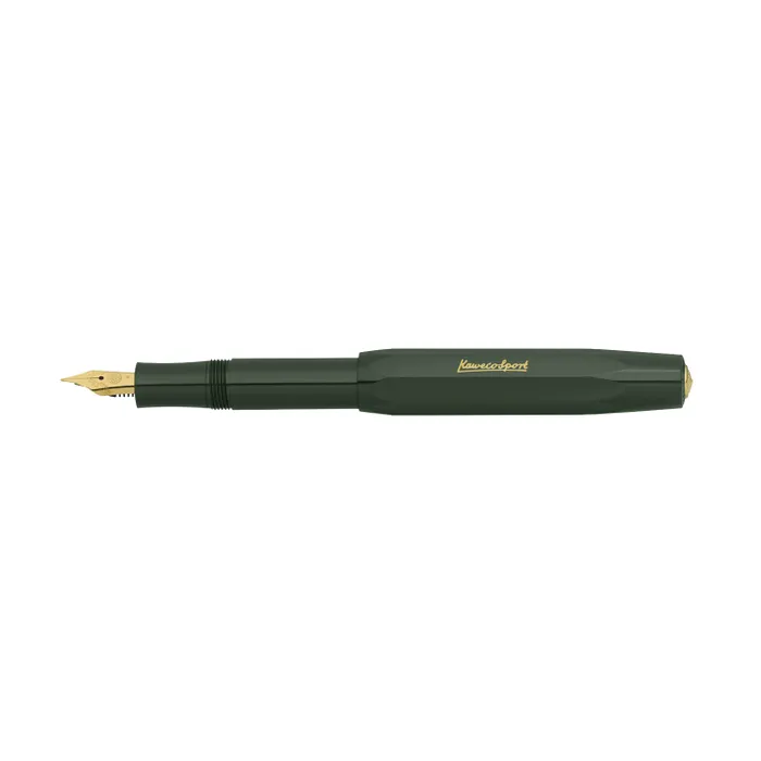 Kaweco Classic Sport Green With Clip And 23K Gold-Plated Steel Nib And Iridium Tip Fountain Pen-Fine