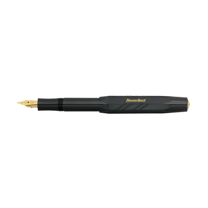 Kaweco Classic Sport Guilloche Black With 23K Gold-Plated Steel Nib And Iridium Tip Fountain Pen-Medium