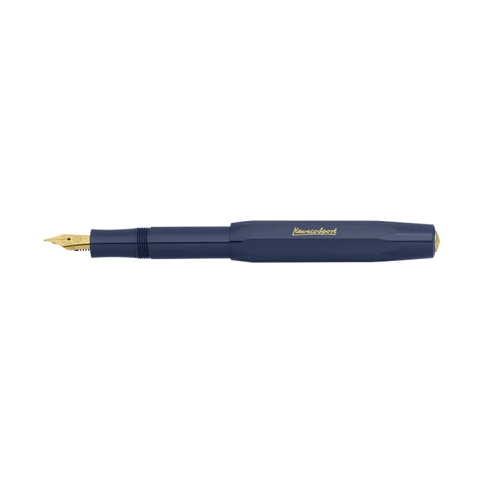 Kaweco Classic Sport Navy Blue With Clip And 23K Gold-Plated Steel Nib And Iridium Tip Fountain Pen-Medium