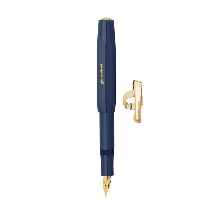 Kaweco Classic Sport Navy Blue With Clip And 23K Gold-Plated Steel Nib And Iridium Tip Fountain Pen-Medium
