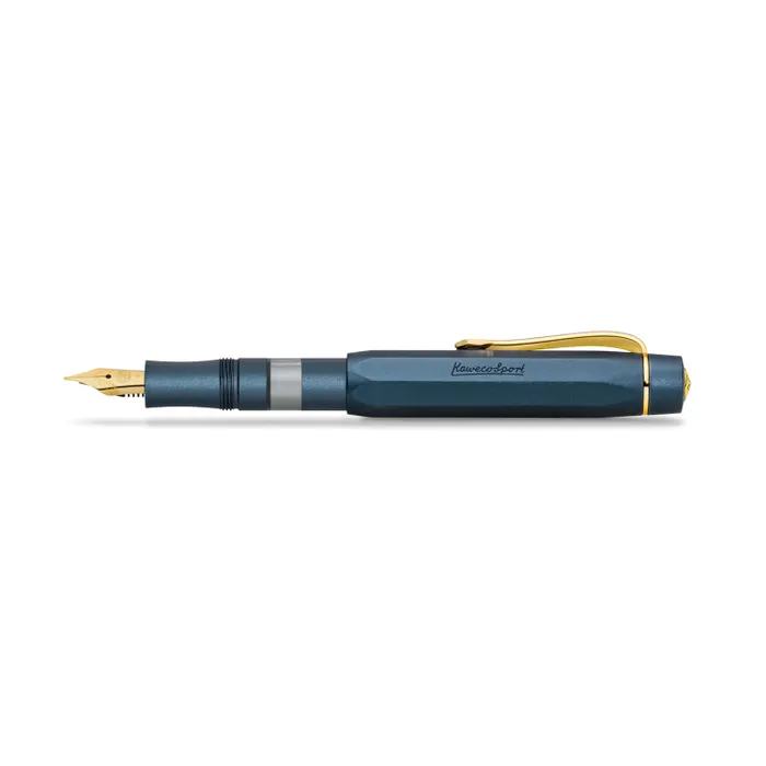 Kaweco Piston Al Sport Starter Set Classic Navy/Gold Fountain Pen-Medium