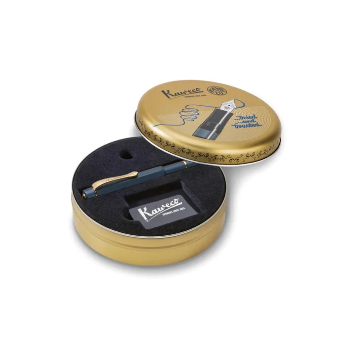 Kaweco Piston Al Sport Starter Set Classic Navy/Gold Fountain Pen-Medium
