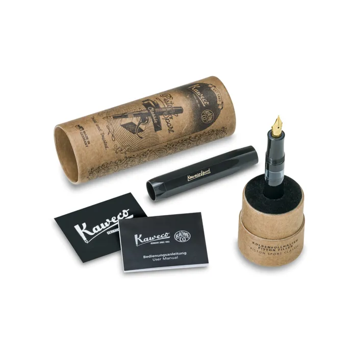Kaweco Piston Classic Sport Premium Black/Gold Fountain Pen-Medium