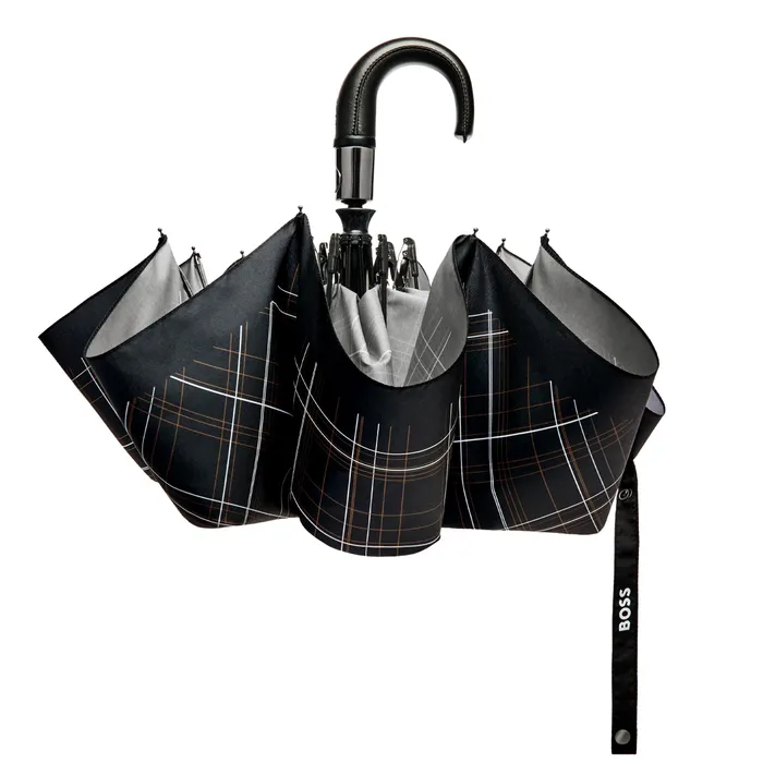 Boss Pocket Umbrella Checkered Black